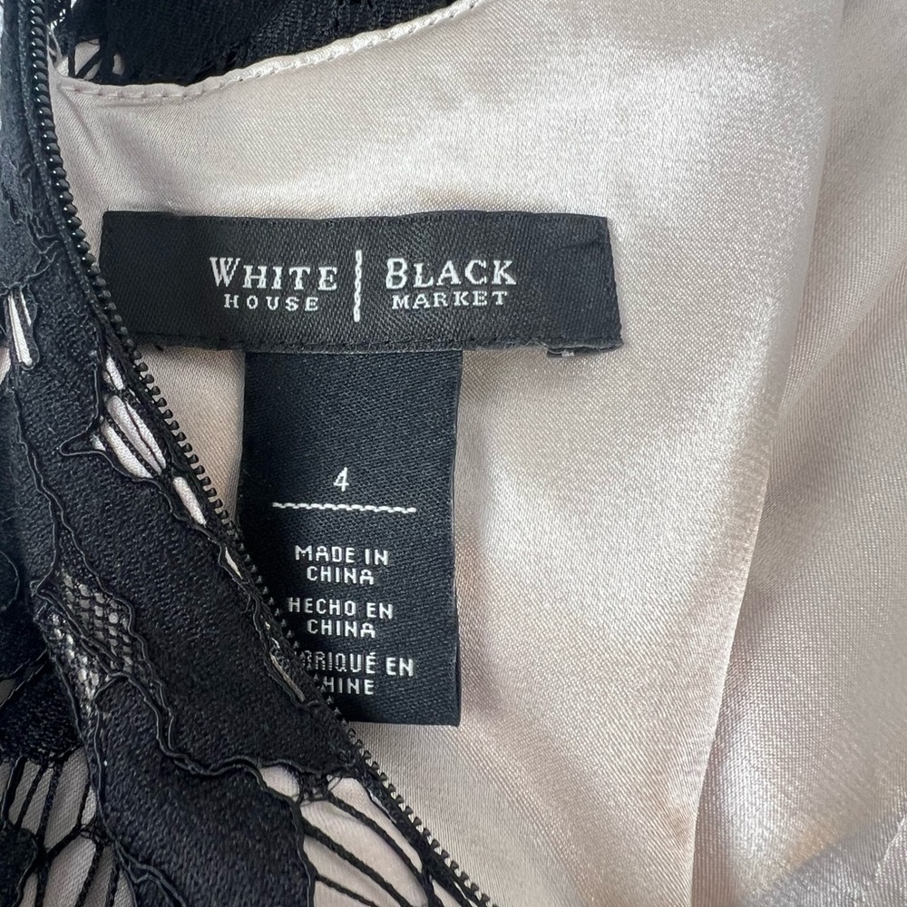 White House Black Market Black lace overlay sheath Dress Size 4 - Picture 5 of 13